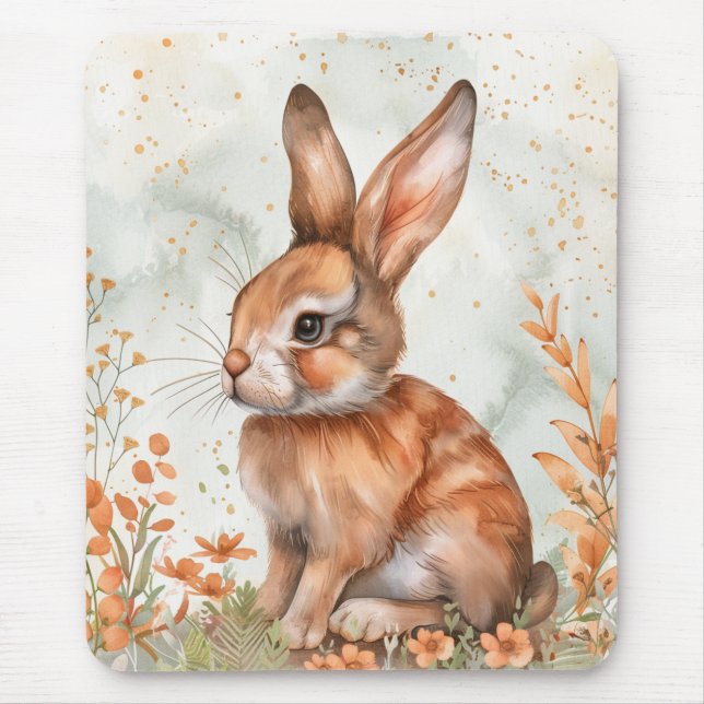 Cute Spring Rabbit Mouse Pad (Front)