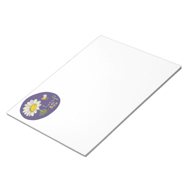 Cute Spring Scene with Daisy Flower and Bee Notepad (Angled)
