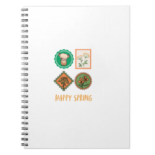 Cute Spring Stamp Highland Cow Notebook