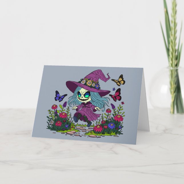 Cute Spring Witch Card (Front)