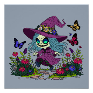 Cute Spring Witch Poster