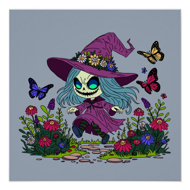 Cute Spring Witch Poster (Front)