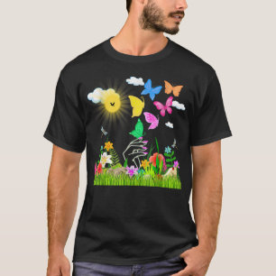 Cute Springtime butterfly flowers nature gardening T-Shirt