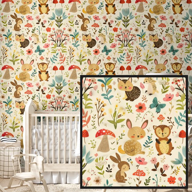 Cute Springtime Flowers Animals on Yellow Wallpaper (Creator Uploaded)