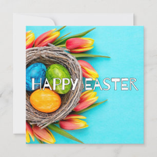 Cute Springtime Happy Easter Flowers & Egg Collage Card