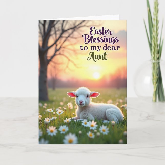Cute Springtime Lamb Meadow Card (Front)