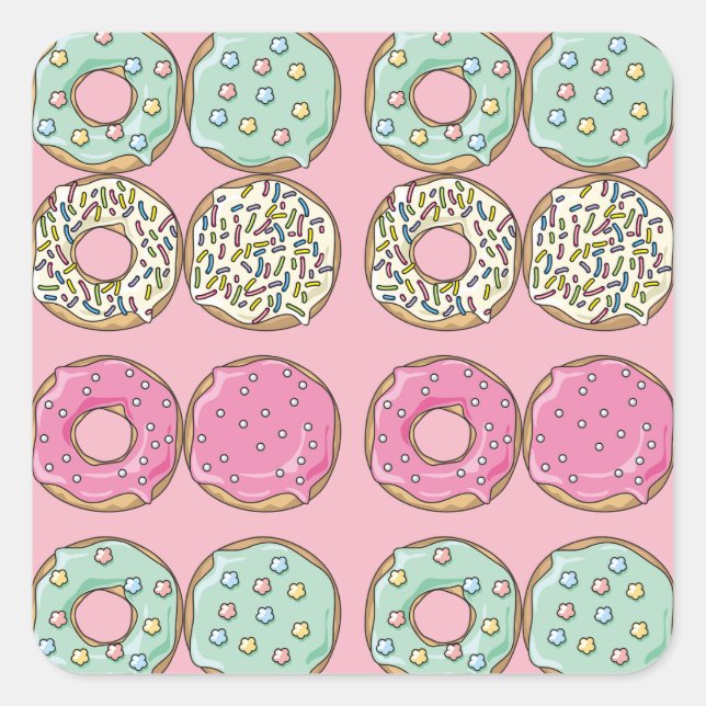Cute Sprinkled Frosted Doughnuts Stickers (Front)