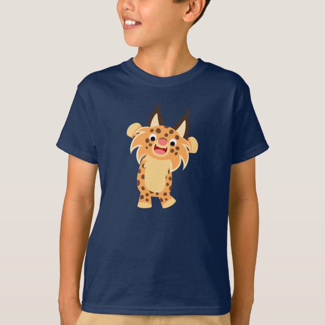 Cute Spunky Cartoon Bobcat Children T-Shirt (Front)