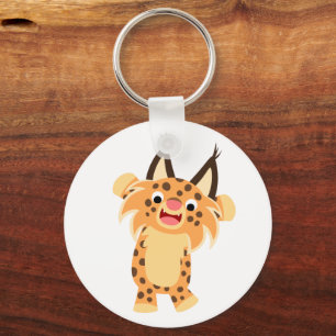 Cute Spunky Cartoon Bobcat Keychain