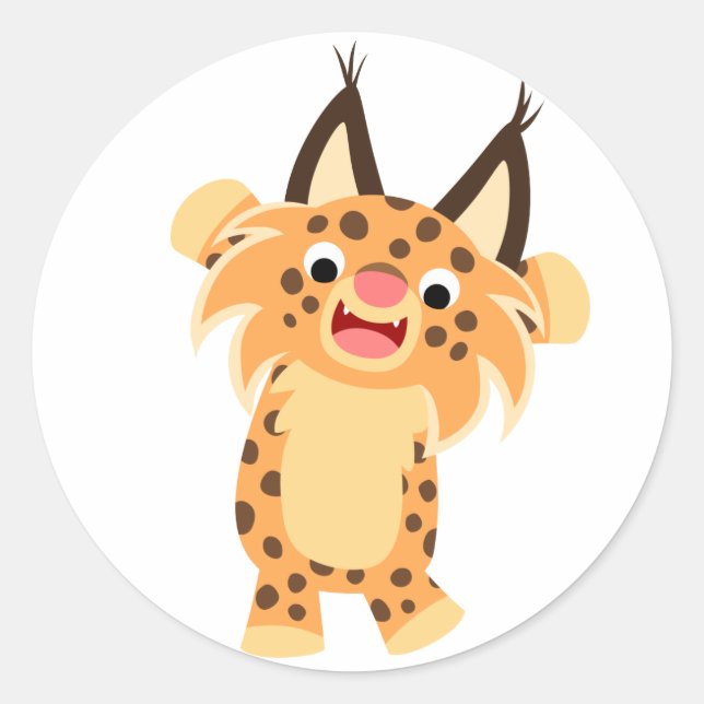 Cute Spunky Cartoon Bobcat Sticker (Front)