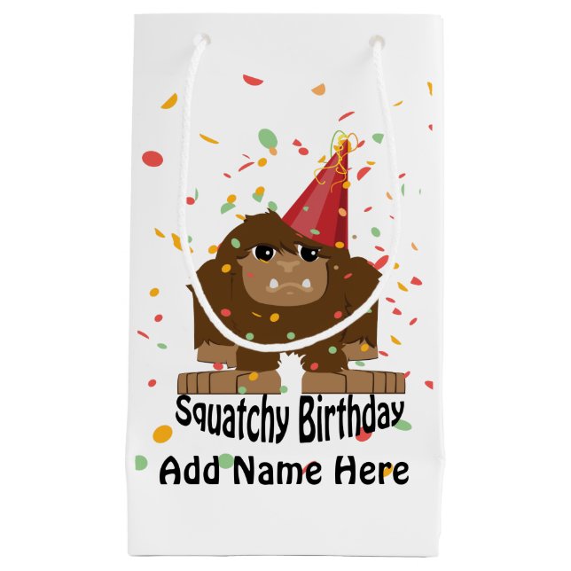 Cute Squatchy Birthday Bigfoot Small Gift Bag (Front)