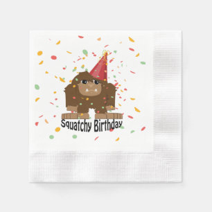 Cute Squatchy Birthday Cartoon Bigfoot Napkin