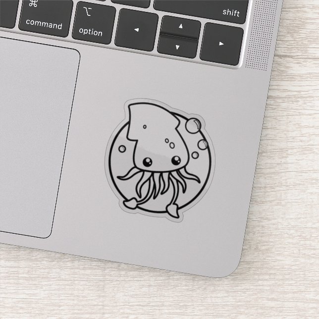 Cute Squid Custom-Cut Vinyl Sticker (Detail)