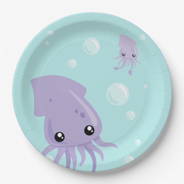 Cute Squid Paper Plate (Front)