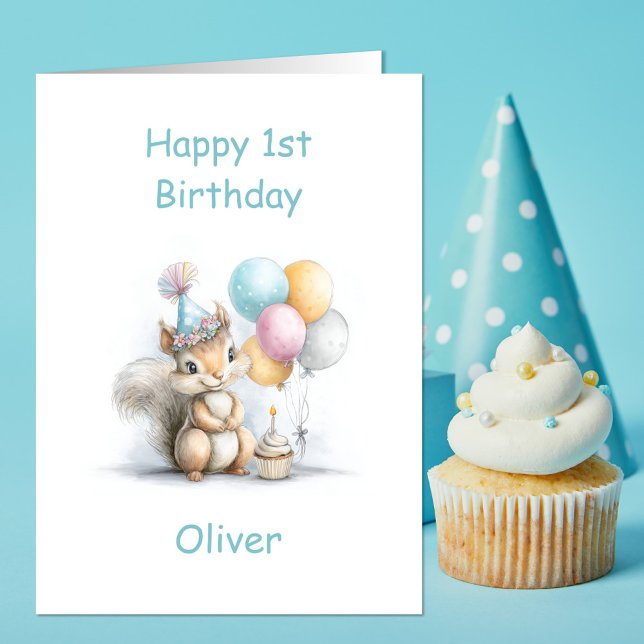Cute Squirrel 1st Birthday Card (Creator Uploaded)