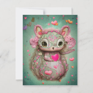 Cute Squirrel and Hearts Holiday Card