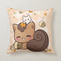 Cute squirrel and kawaii chestnut