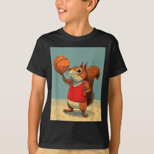 Cute squirrel animal funny basketball cartoon T-Shirt