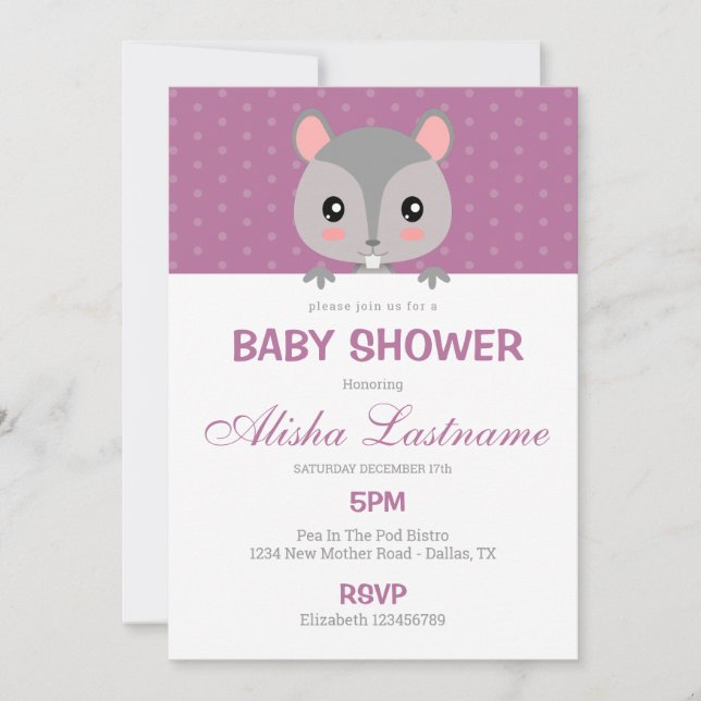 Cute Squirrel Baby Shower Invitation (Front)