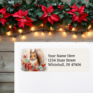 Cute Squirrel Christmas Easy Read Return Address