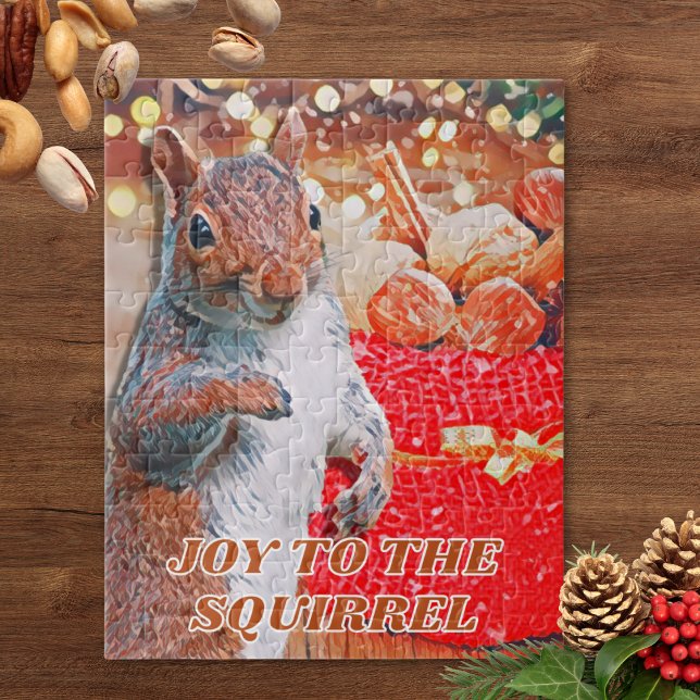 Cute Squirrel Christmas Nuts Family Jigsaw Puzzle (I love the juxtaposition of my squirrel photo with this huge bag of nuts: "Is it really for me?")