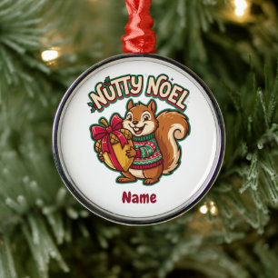 Cute Squirrel Christmas Ornament, Nutty Noel Metal Tree Decoration