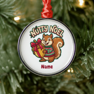 Cute Squirrel Christmas Ornament, Nutty Noel Metal Tree Decoration