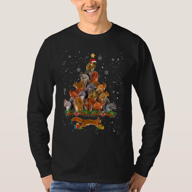 Cute Squirrel Christmas Tree  Decor X mas Tree T-Shirt (Front)
