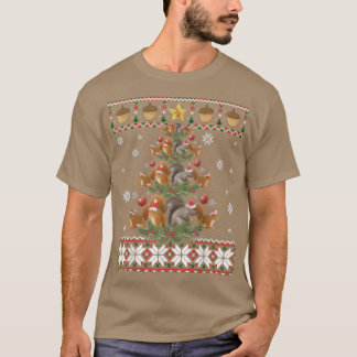 Cute Squirrel Christmas Tree Gift Decor Ugly Xmas  T-Shirt