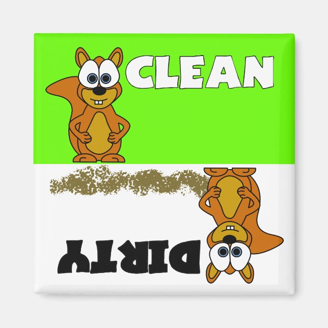 Cute Squirrel Clean / Dirty Dishwasher Magnet (Front)