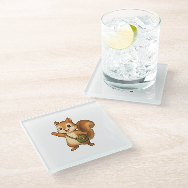 Cute Squirrel Coaster – Okojo and Friends (Angled)