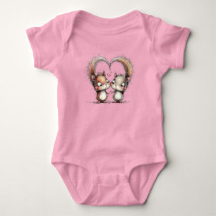 Cute Squirrel Couple Illustration Baby Bodysuit