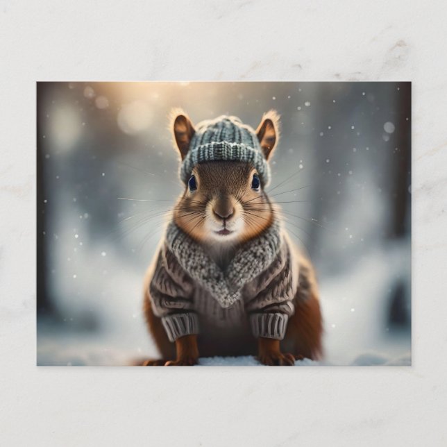 Cute Squirrel Dressed for Winter Postcard (Front)