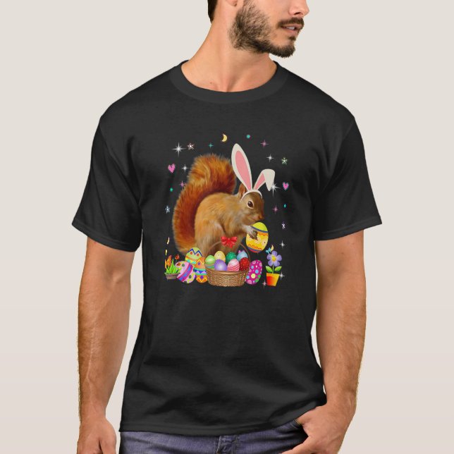 Cute Squirrel Easter Day Bunny Eggs Easter Costume T-Shirt (Front)