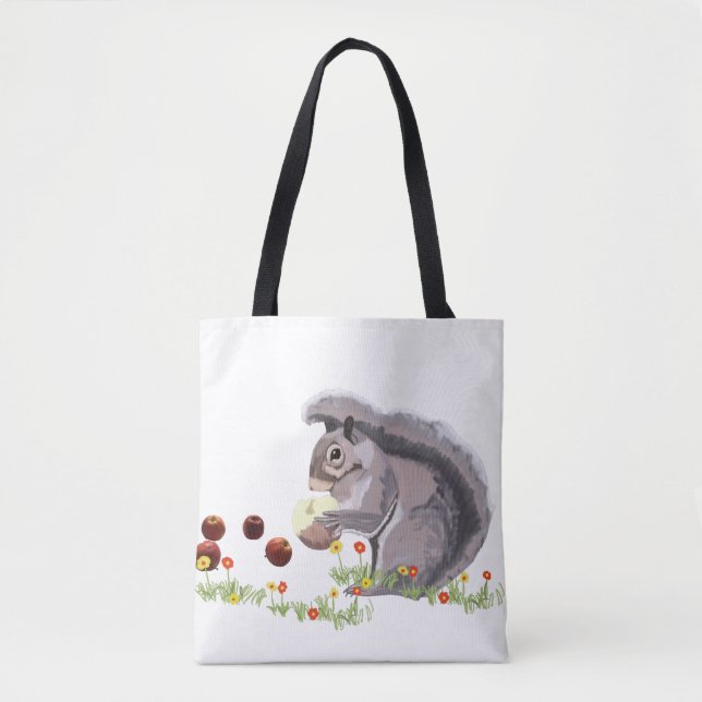 Cute Squirrel Eating An Apple   Tote Bag (Front)