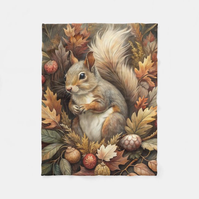 Cute Squirrel Fleece Blanket (Front)