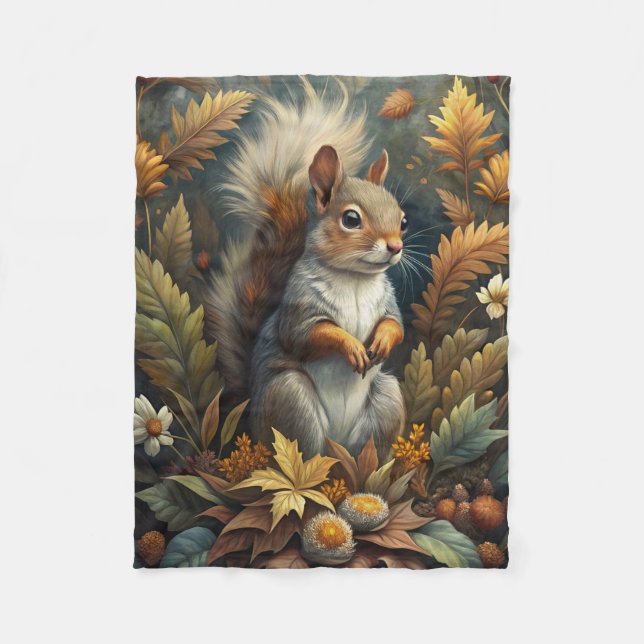 Cute Squirrel Fleece Blanket (Front)