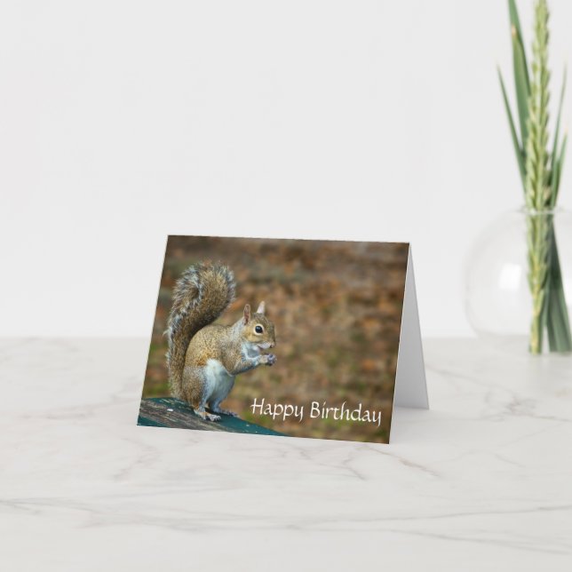 Cute Squirrel Happy Birthday Card (Front)