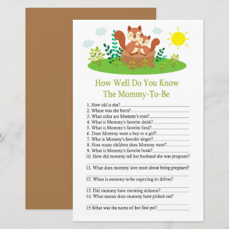 Cute Squirrel How well do you know baby showergame