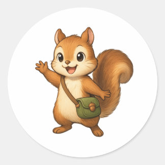 Cute Squirrel Illustration – Okojo and Friends Classic Round Sticker