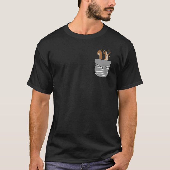 Cute Squirrel In Pocket T-Shirt (Front)