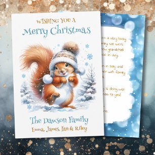 Cute Squirrel in the Snow Personalised Christmas Holiday Card