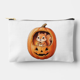 Cute Squirrel inside Halloween Pumpkin Jack o Lant Accessory Pouch