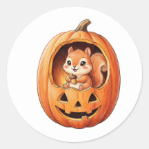 Cute Squirrel inside Halloween Pumpkin Jack o Lant