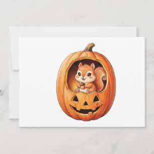 Cute Squirrel inside Halloween Pumpkin Jack o Lant Invitation