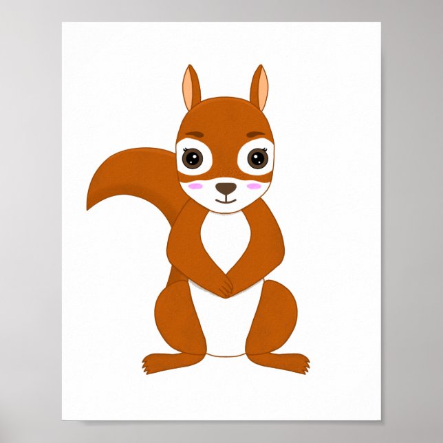 Cute Squirrel Kawaii Poster (Front)