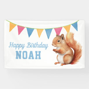 Cute squirrel, kids birthday party  banner
