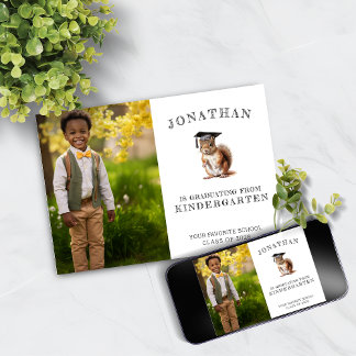  Cute Squirrel Kindergarten Graduation  Announcement