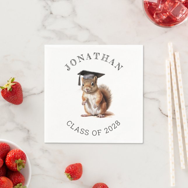  Cute Squirrel Kindergarten Graduation Napkin (Insitu)