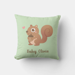 Cute Squirrel Loves Acorn Baby Nursery Decor Cushion